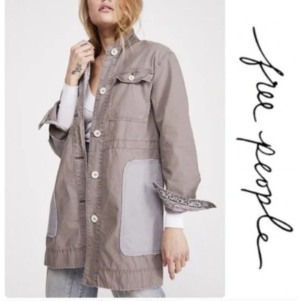 Free People apollo utility patchwork jacket shacket lilac skies army Medium